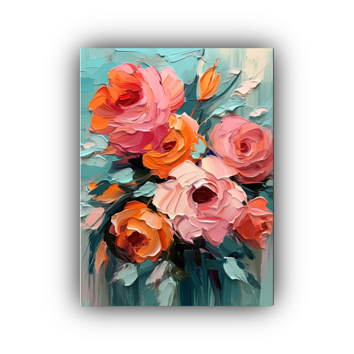 PINTURA AL ÓLEO DE FLORES EN ESTILO BRILLANTE 40X50 CM - 1
