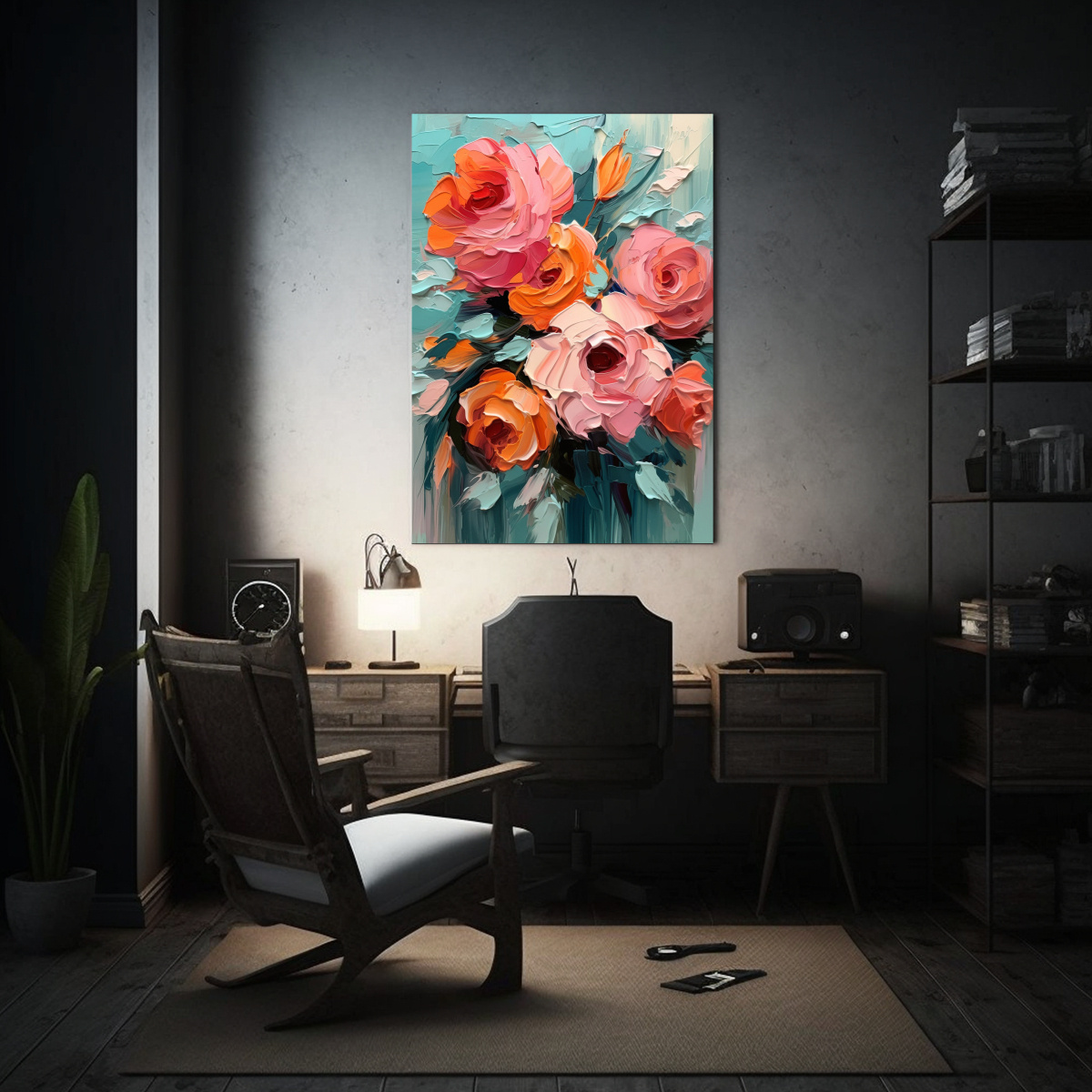 PINTURA AL ÓLEO DE FLORES EN ESTILO BRILLANTE 40X50 CM - 2