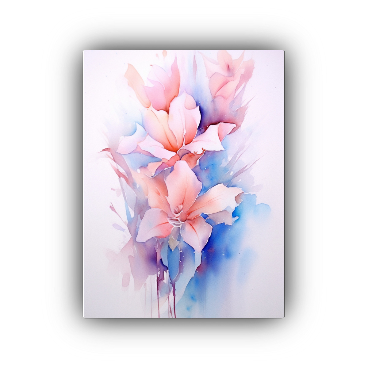 PINTURAS ABSTRACTAS DE ACUARELA DE FLORES EN ALTA 60X90 CM - 1