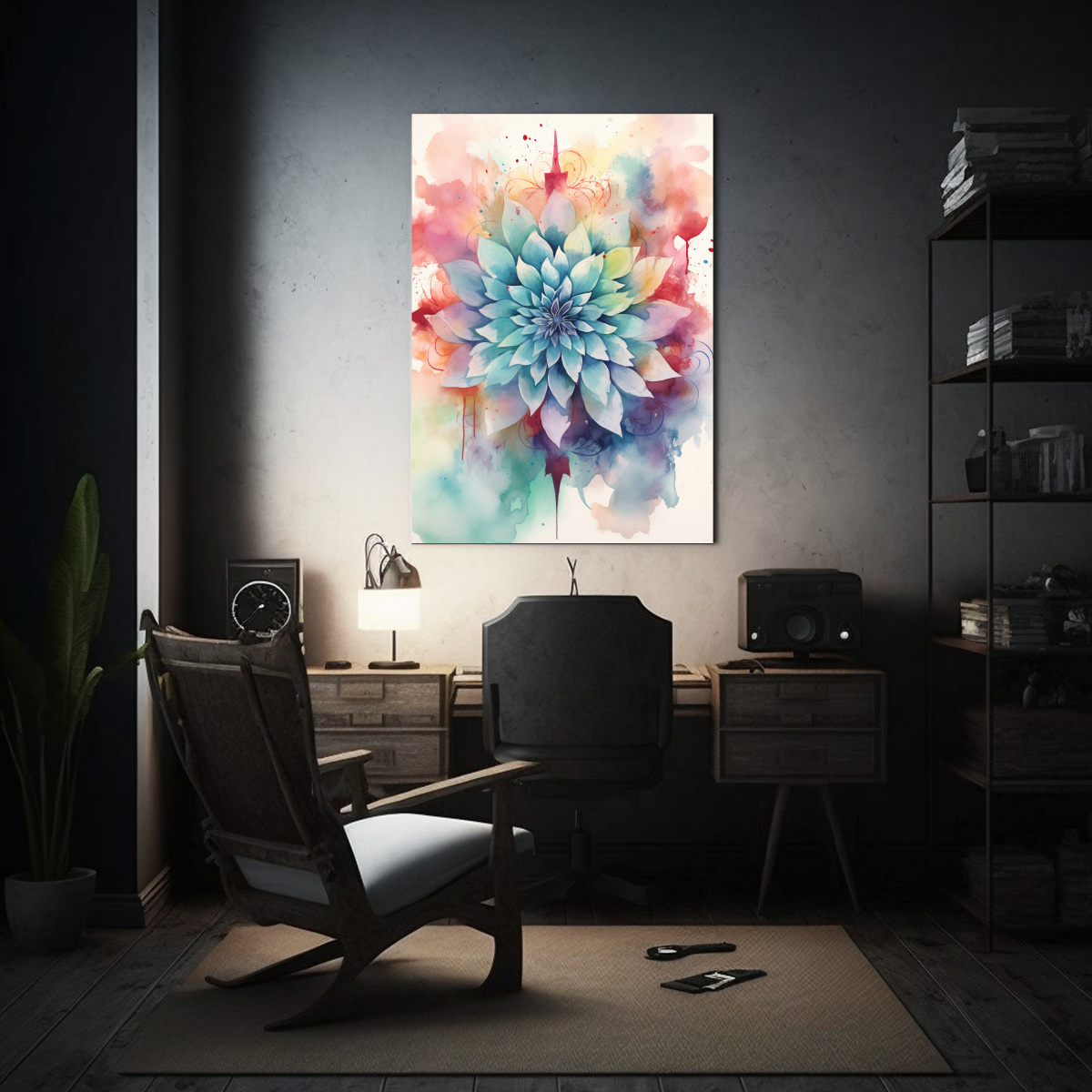 CUADRO CONTEMPORÁNEO DE MANDALA ACUARELA EN 40X60 CM - 2