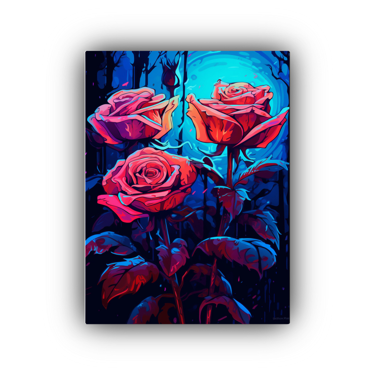 CUADRO ARTESANAL CON ROSAS ROJAS EN ESTILO VINTAGE 60X90 CM - 1