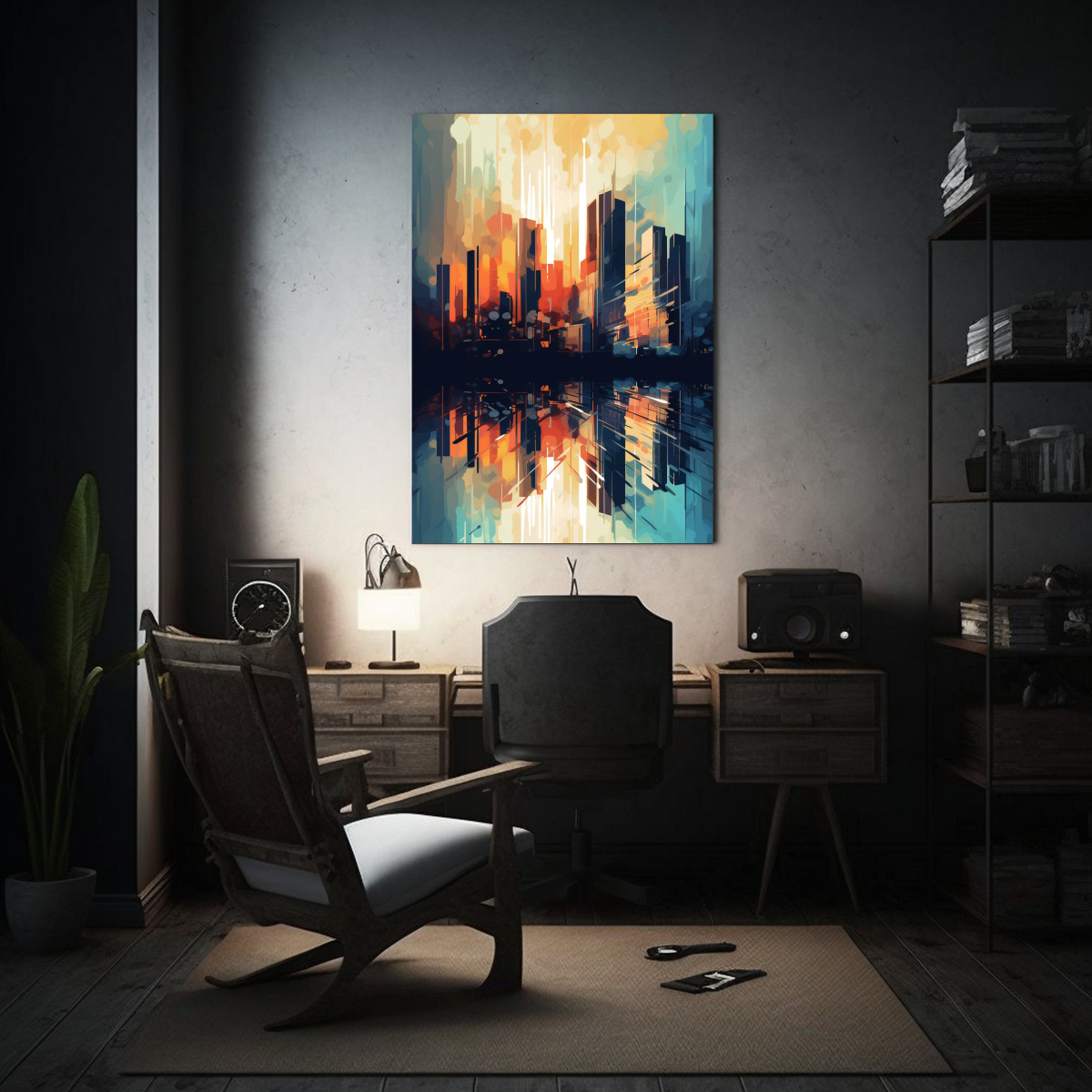 CUADRO ABSTRACTO CIUDAD VISIÓN LIENZO 30X45 CM - 2