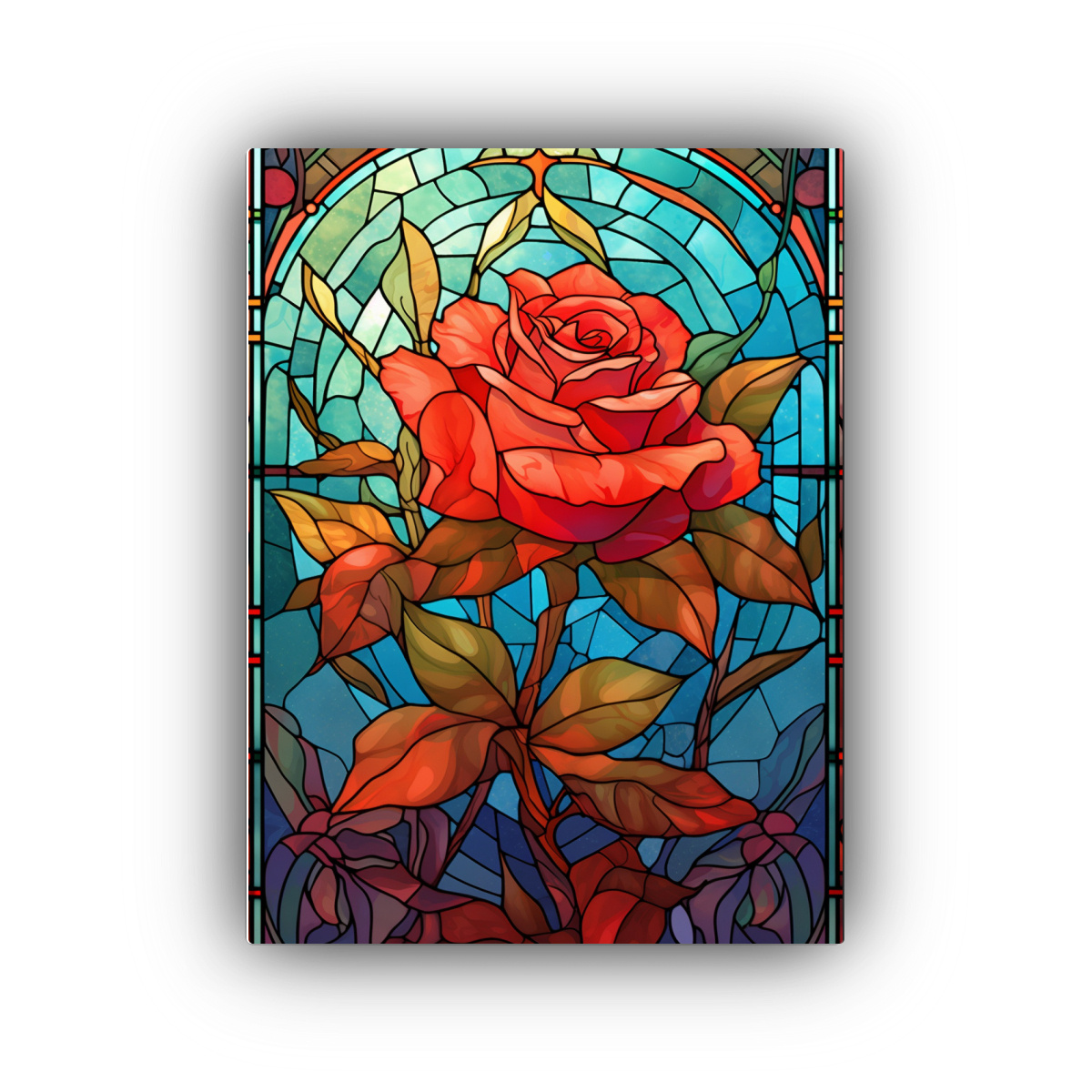 PINTURA DECORATIVA COMPOSICIÓN ADORNO VITRAL 50X65 CM - 1