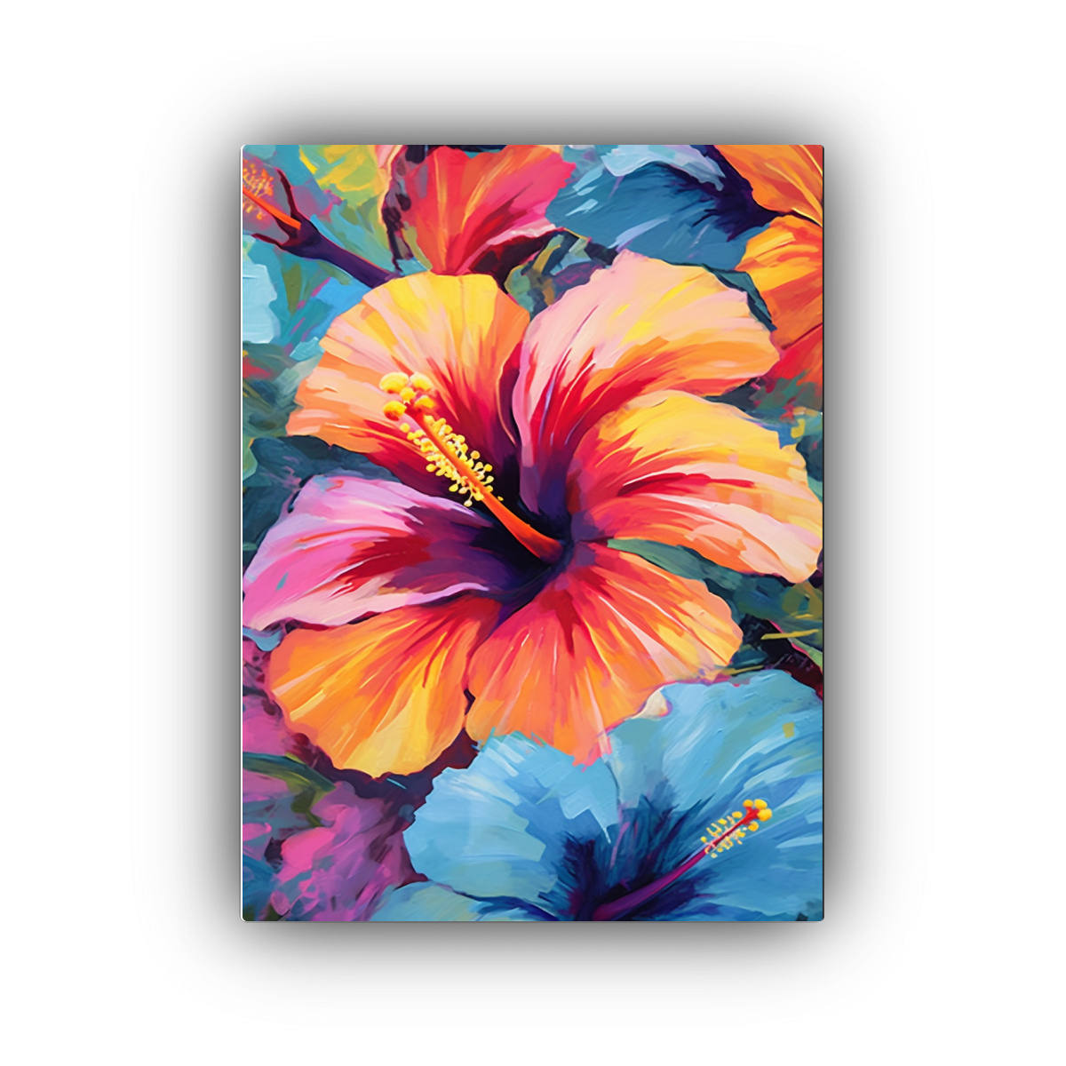 CUADRO DECORACIÓN FLORAL DE HIBISCO EN VIBRANTES 60X90 CM - 1