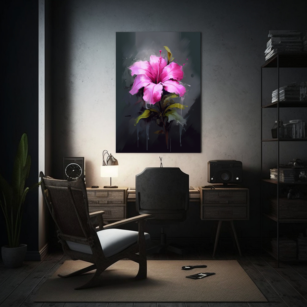 LIENZO DE TELA ACUARELA CON FLORES EXUBERANTES 50X75 CM - 2
