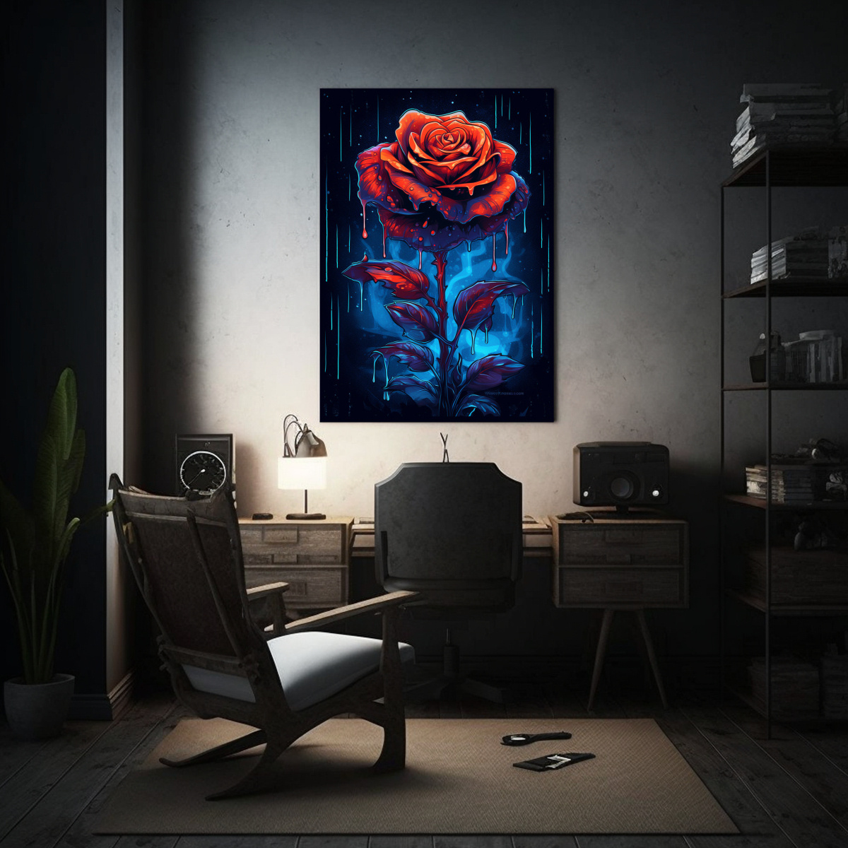 PINTURA DECORATIVA ESQUEMA ROSA NEGRA GÓTICA CON 20X30 CM - 2