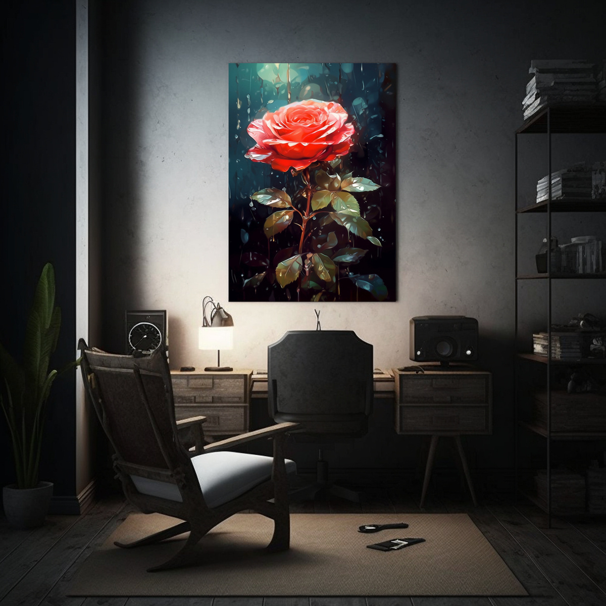 DE ARTE MODERNO CON DISEÑO DE ROSAS ROJAS EN 60X90 CM - 2
