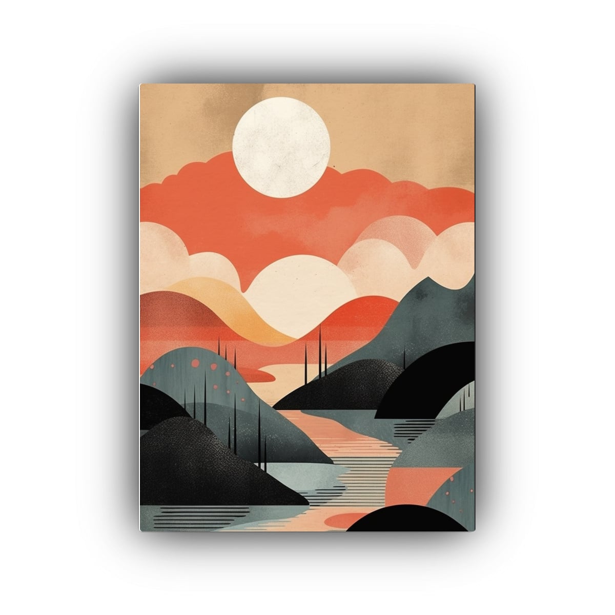 PAISAJE ABSTRACTO ENMARCADO ESTILO DECORATIVO 40X50 CM - 1