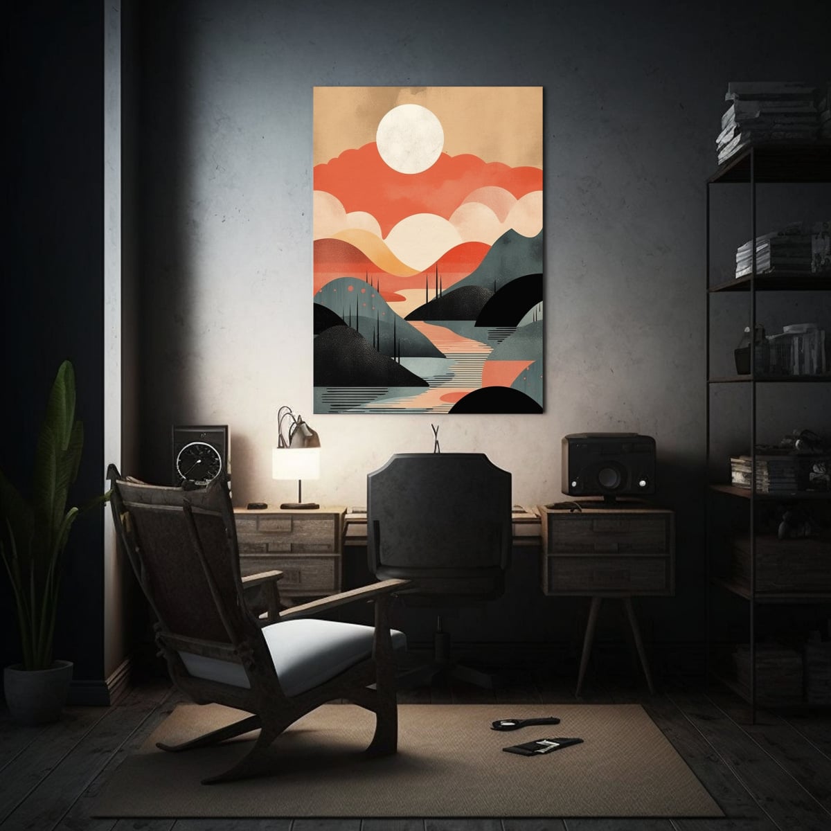 PAISAJE ABSTRACTO ENMARCADO ESTILO DECORATIVO 40X50 CM - 2