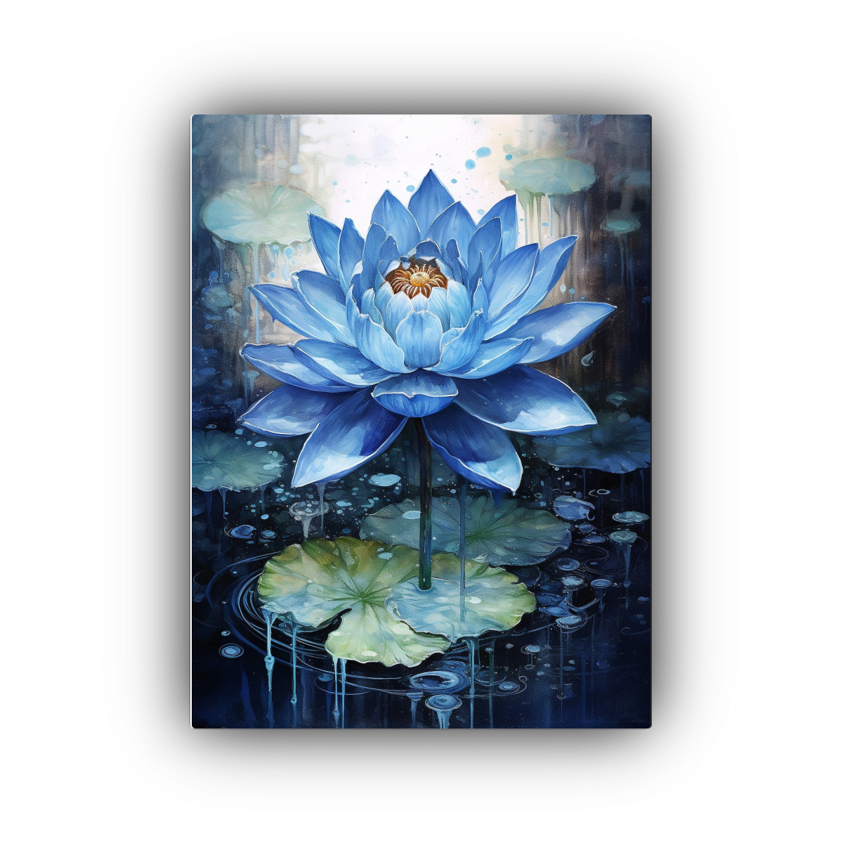 LIENZO DECORATIVO TEMÁTICA FLOR DE LOTO AZUL 30X45 CM - 1