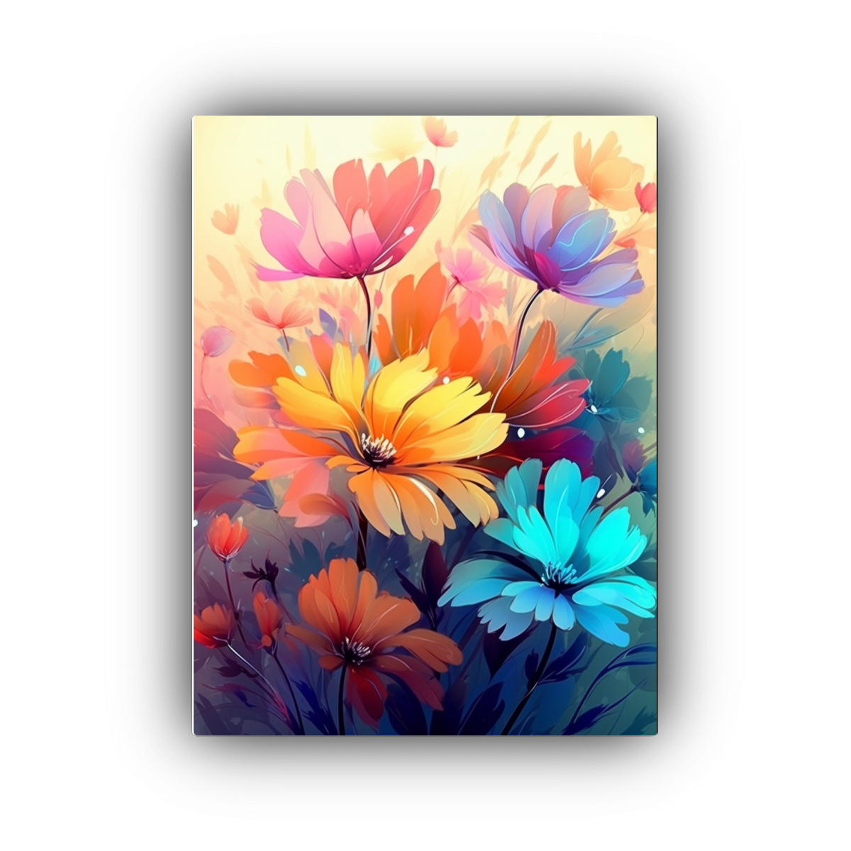 CUADRO HERMOSO DE FLORES COLORIDAS CON LUZ DE 40X60 CM - 1