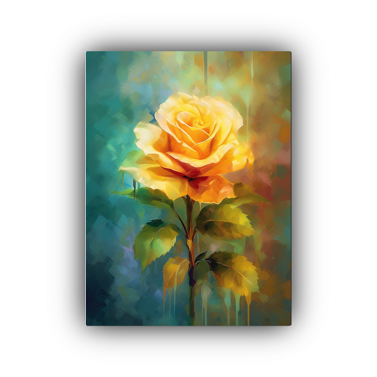 PINTURA DECORATIVA DE ROSA AMARILLA EN EL ESTILO 30X40 CM - 1