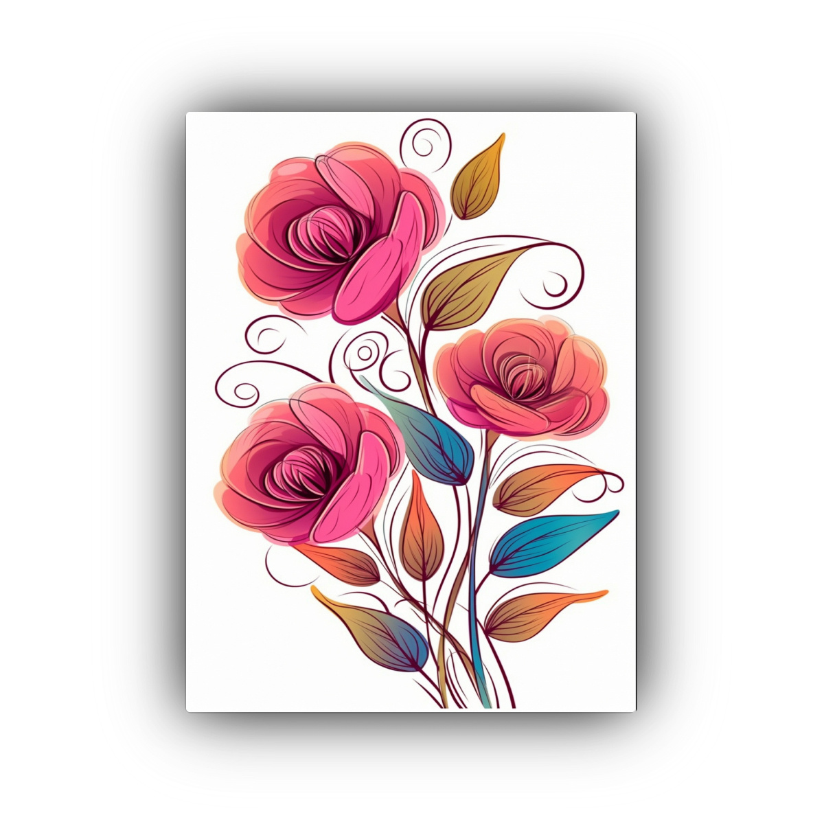 PINTURA DE DECORACIÓN EN LIENZO CON FLORES 30X40 CM - 1