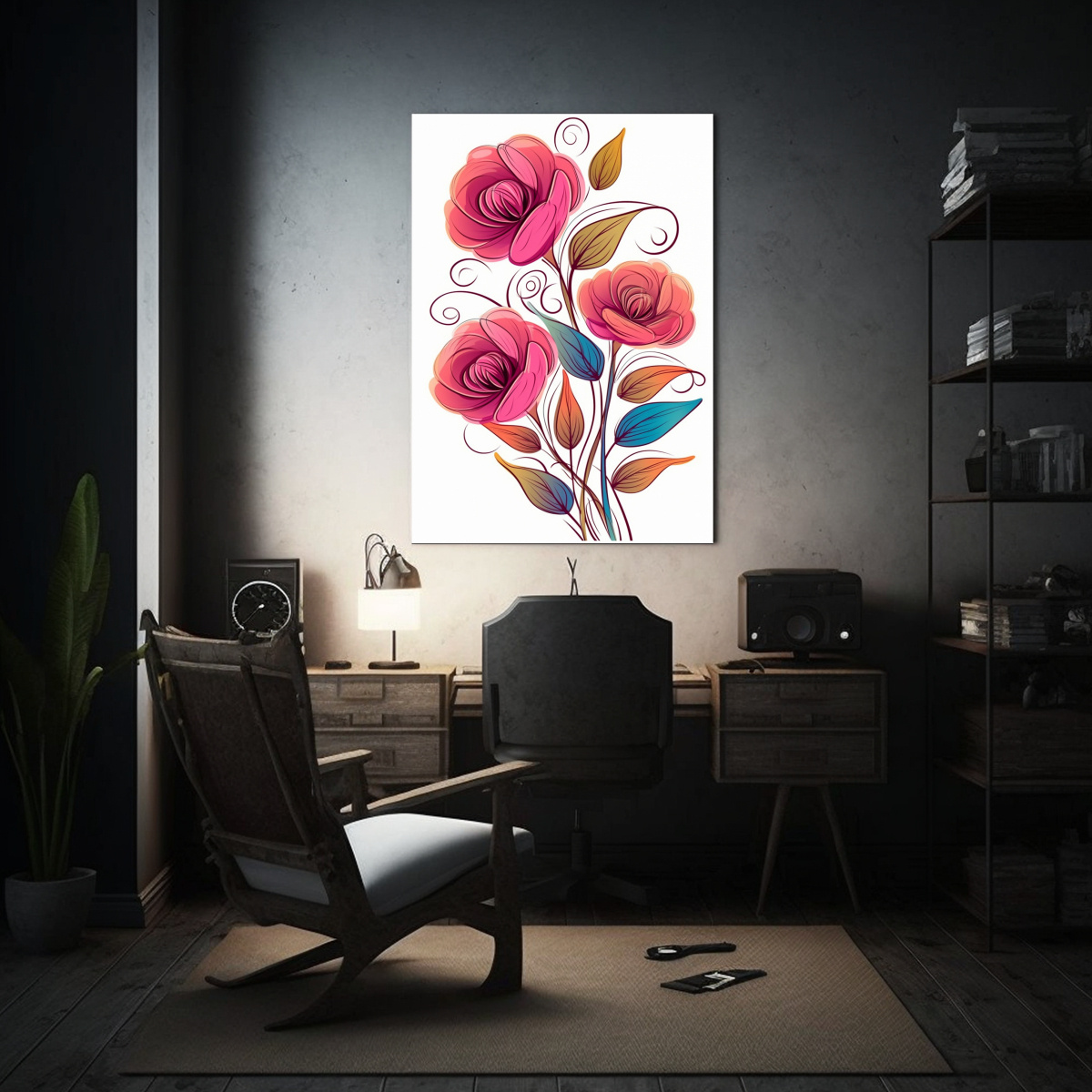 PINTURA DE DECORACIÓN EN LIENZO CON FLORES 30X40 CM - 2