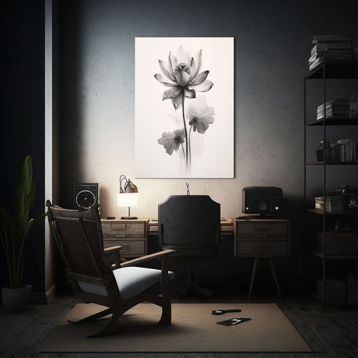 CUADRO MODERNO DE FIGURAS EN BLANCO Y NEGRO DE 50X75 CM - 2