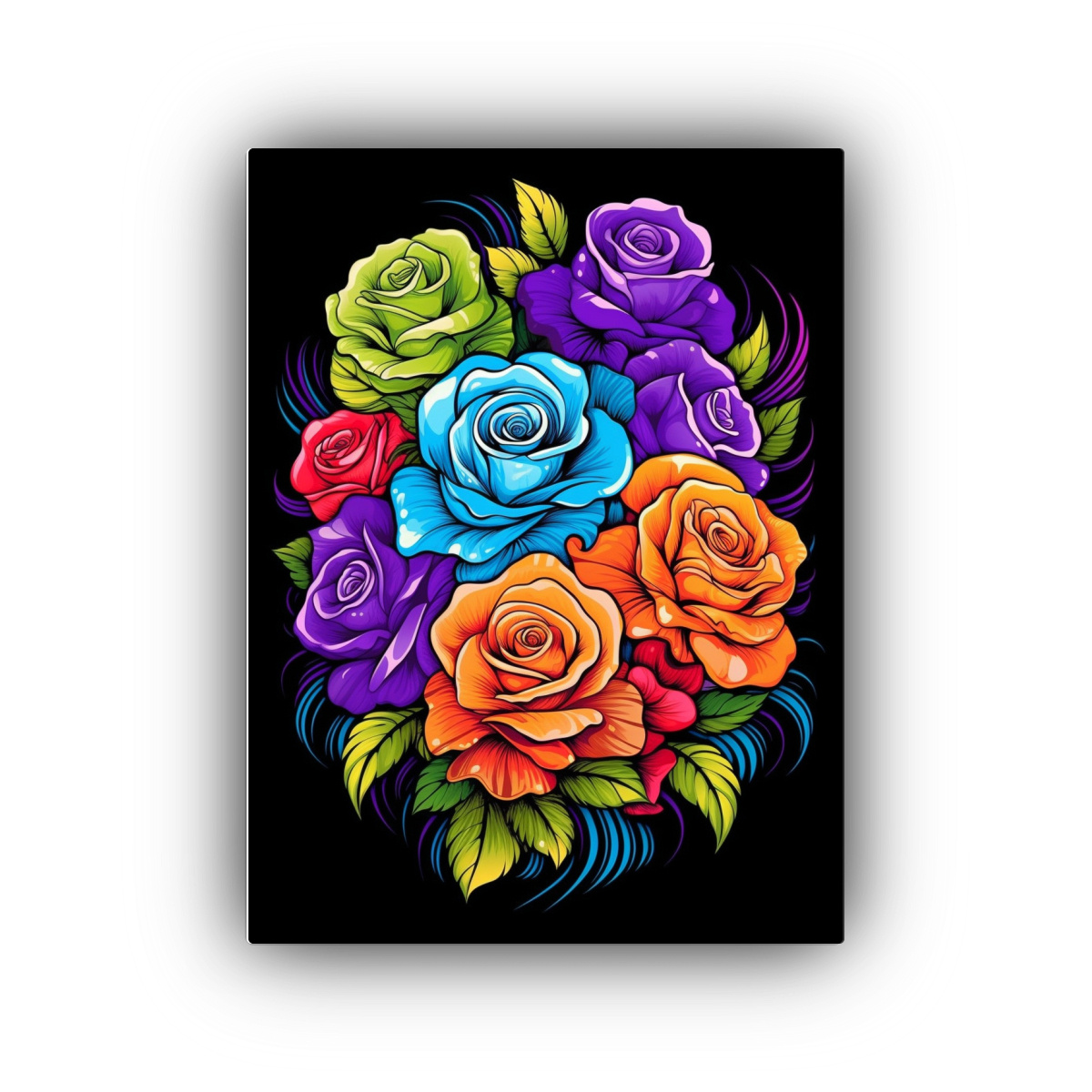 PINTURA DECORATIVA FLORES ARCOÍRIS BRILLANTES Y 30X45 CM - 1