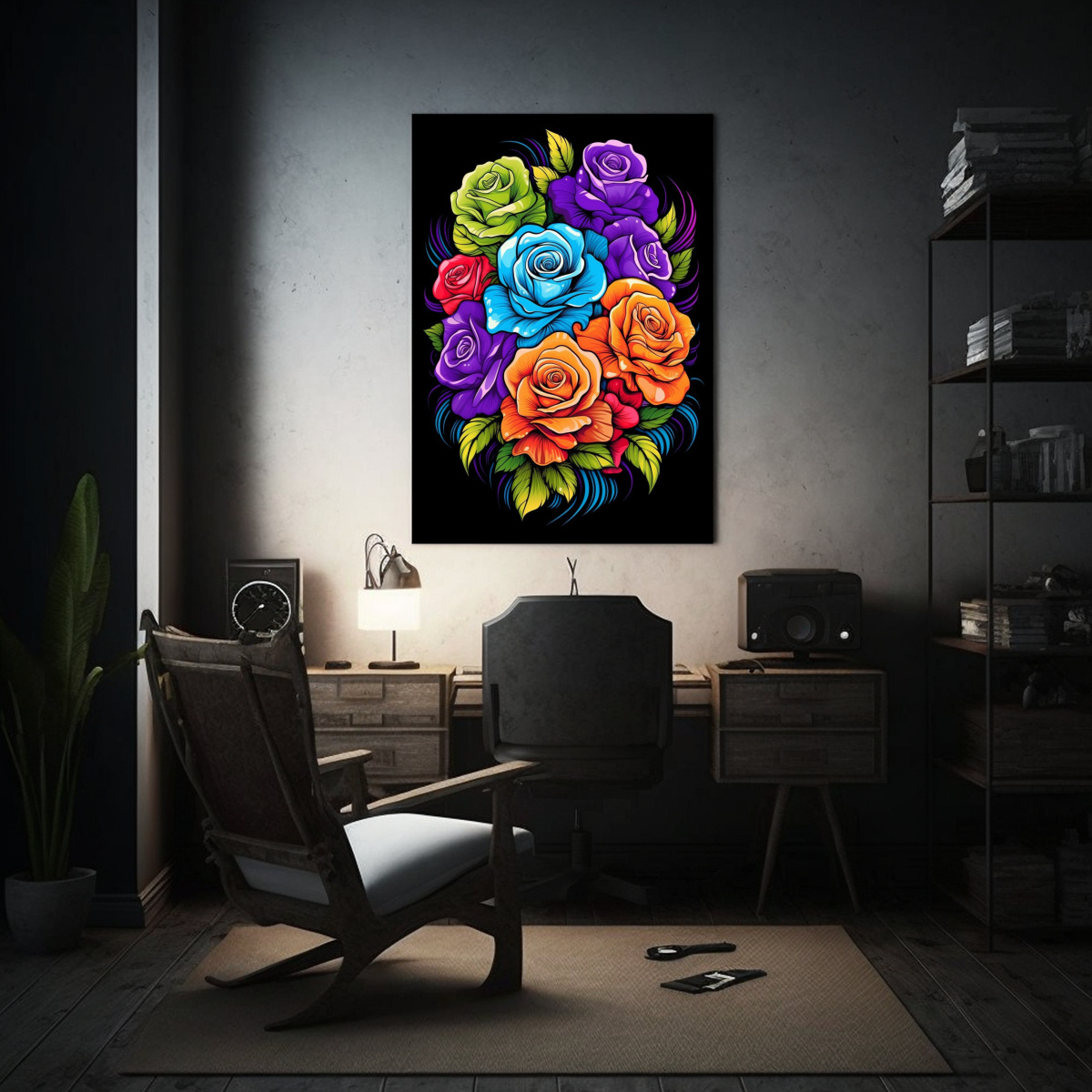 PINTURA DECORATIVA FLORES ARCOÍRIS BRILLANTES Y 30X45 CM - 2