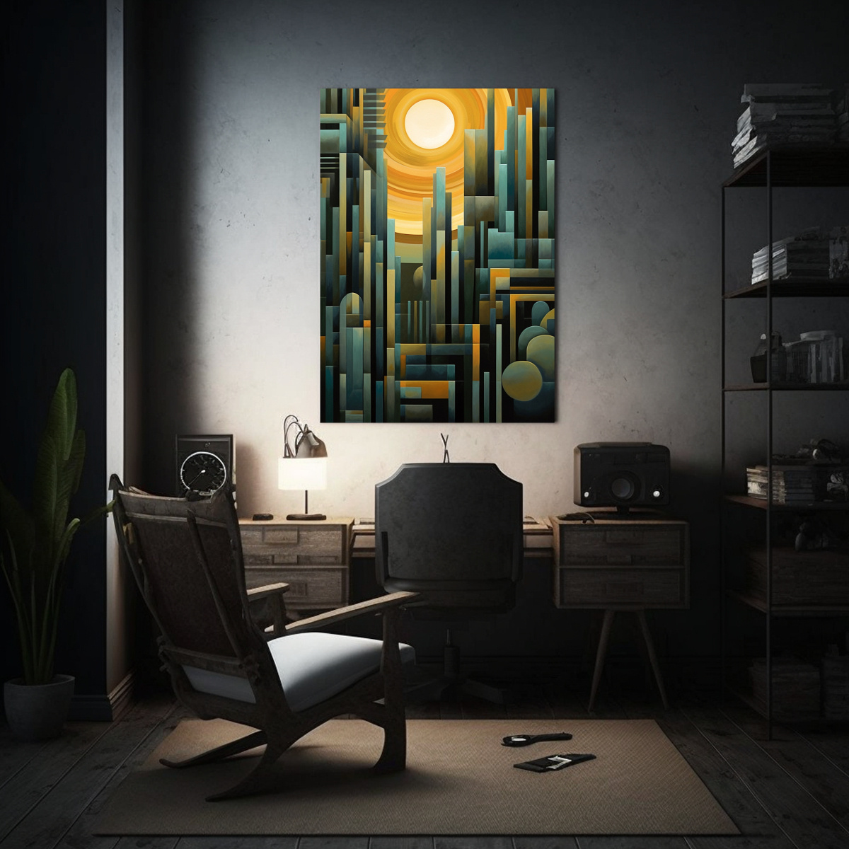 CUADRO DE ESPACIO GEOMÉTRICO MODERNO, CON 50X65 CM - 2