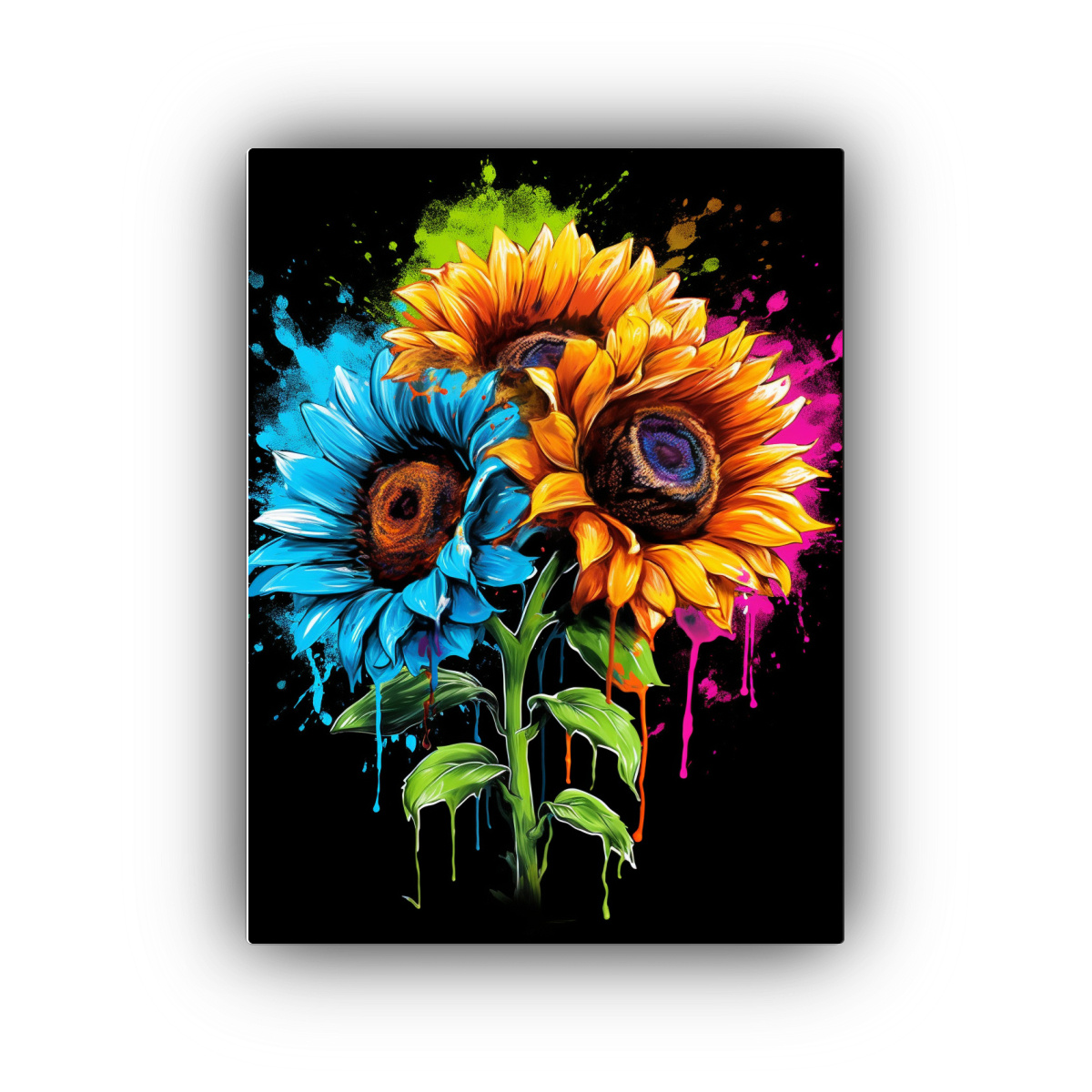 CUADRO EXPRESIÓN RECTANGULAR TRES GIRASOLES 80X120 CM - 1