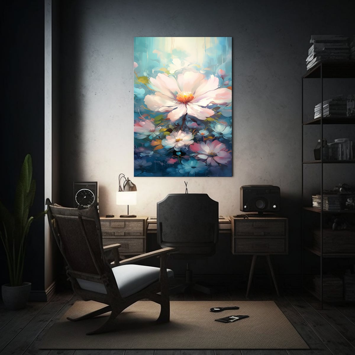 CUADRO DE PARED ABSTRACTO CON FLORES INTENSAS 30X45 CM - 2