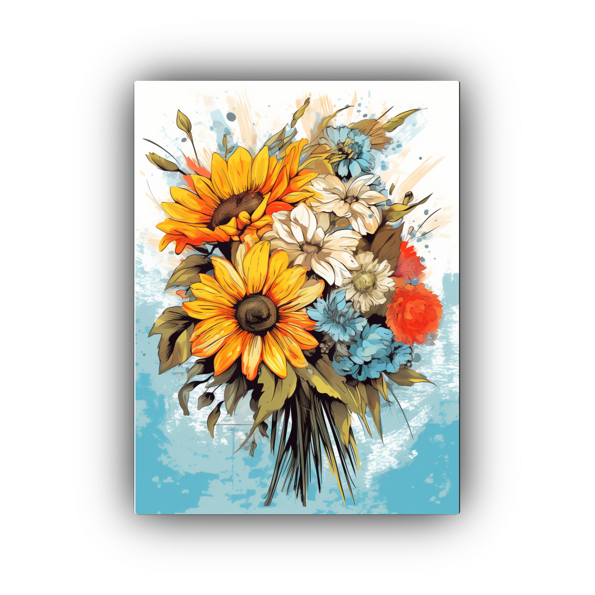 TELA EN BASTIDOR COLORES FLORES BOHO ESTILO 30X45 CM - 1