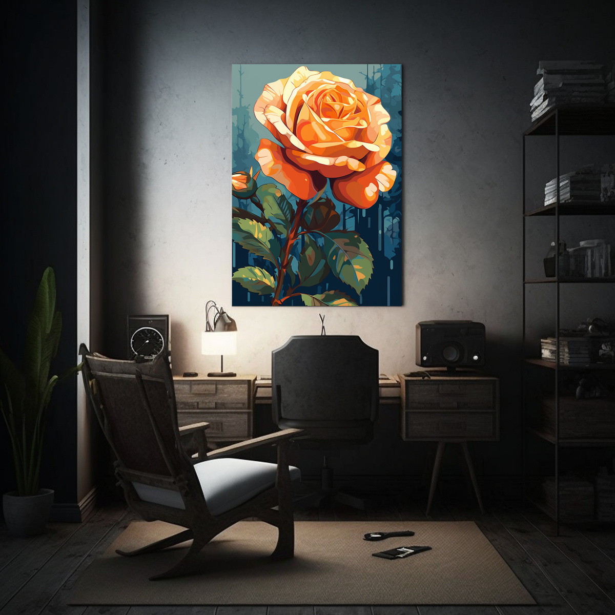 PINTURA MURAL INNOVADORA DE ROSA ESTILO ARTE POP 50X65 CM - 2