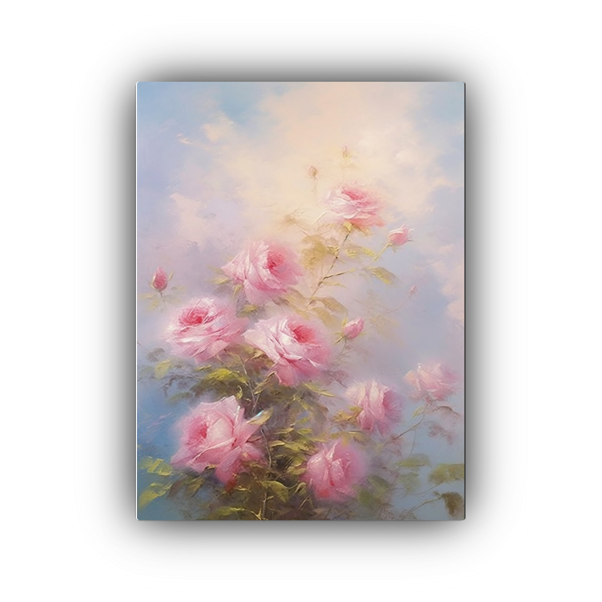 1 PINTURA ACUARELA DE ROSAS ROSADAS EN EL CIELO 50X75 CM - 1