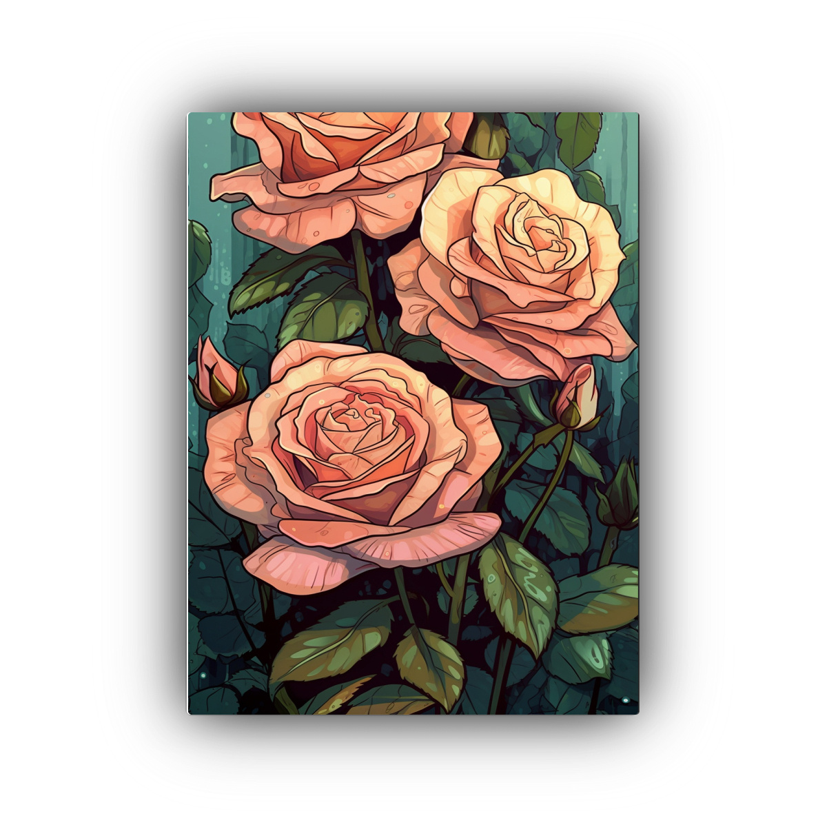 1 CUADRO DISEÑO MOTIVO DE ROSAS EN FORMA DE 30X45 CM - 1