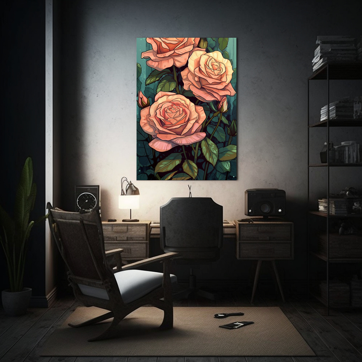 1 CUADRO DISEÑO MOTIVO DE ROSAS EN FORMA DE 30X45 CM - 2