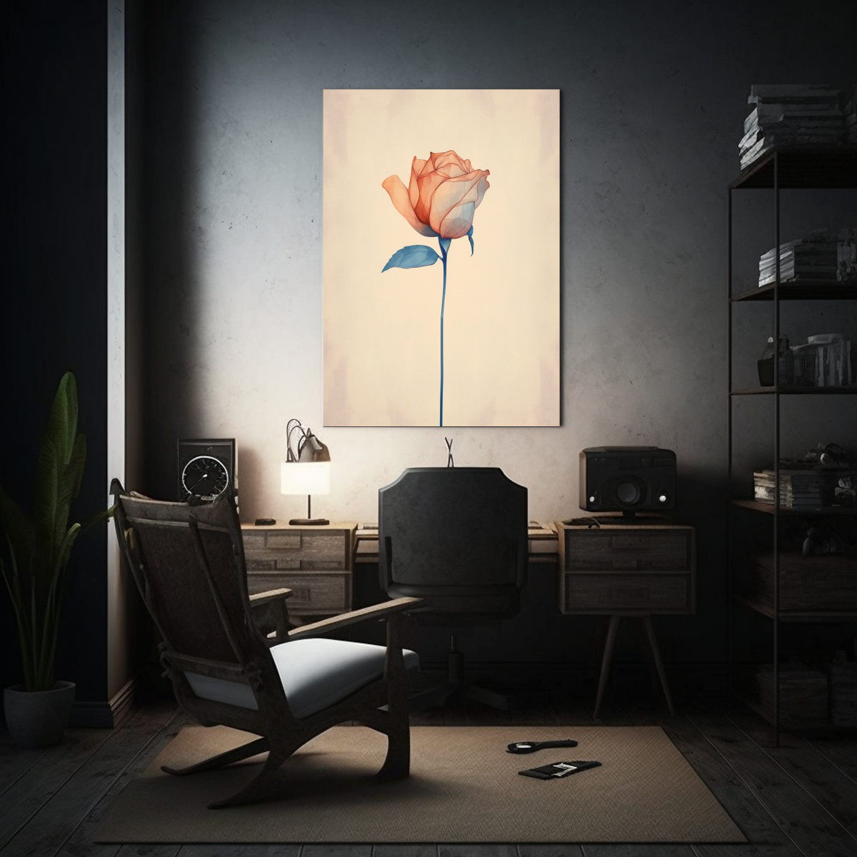 PINTURA ACUARELA MINIMALISTA ARTESANAL DE ARTE 50X75 CM - 2