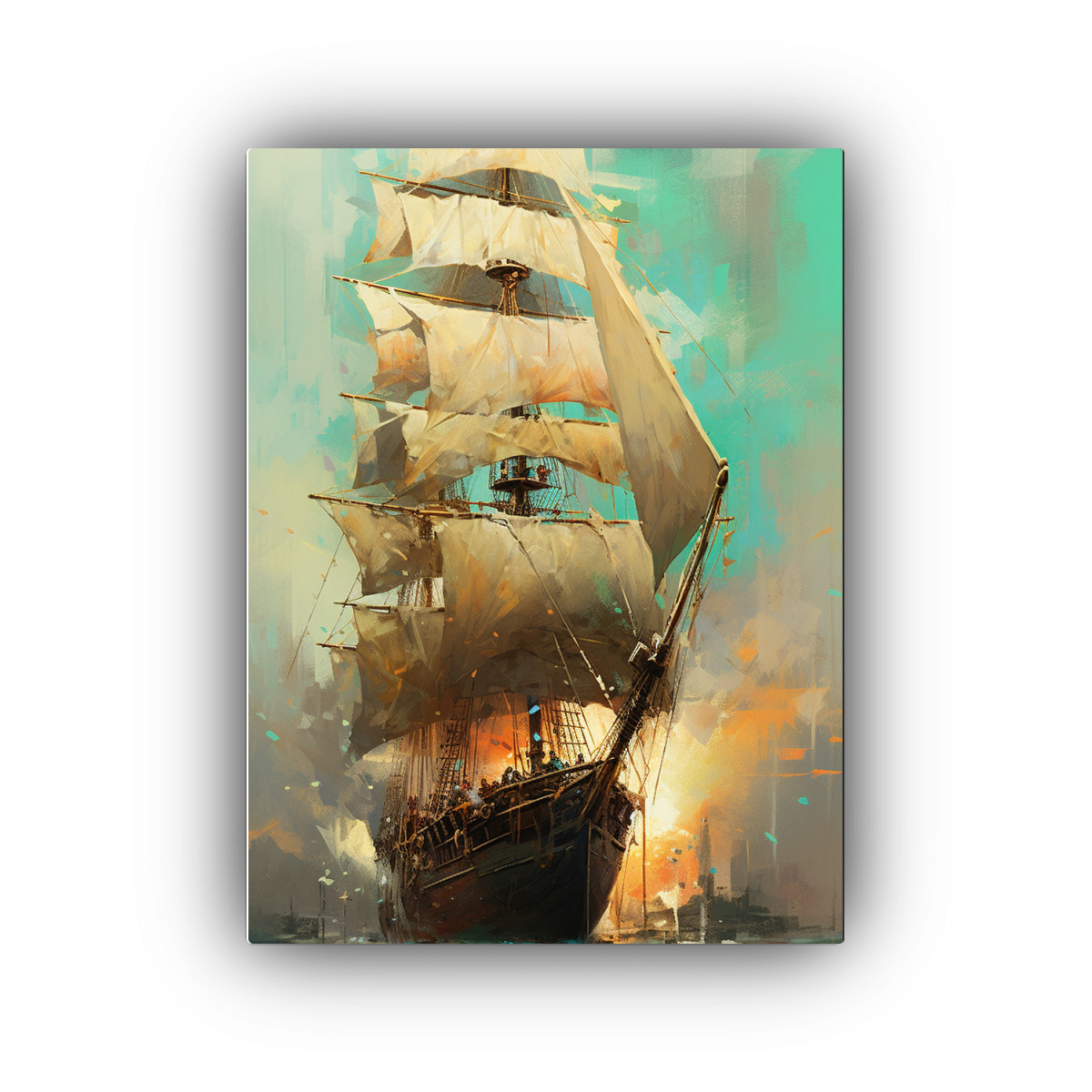 PINTURA DECORATIVA PARA COMEDOR: BARCO A VELA EN 40X60 CM - 1