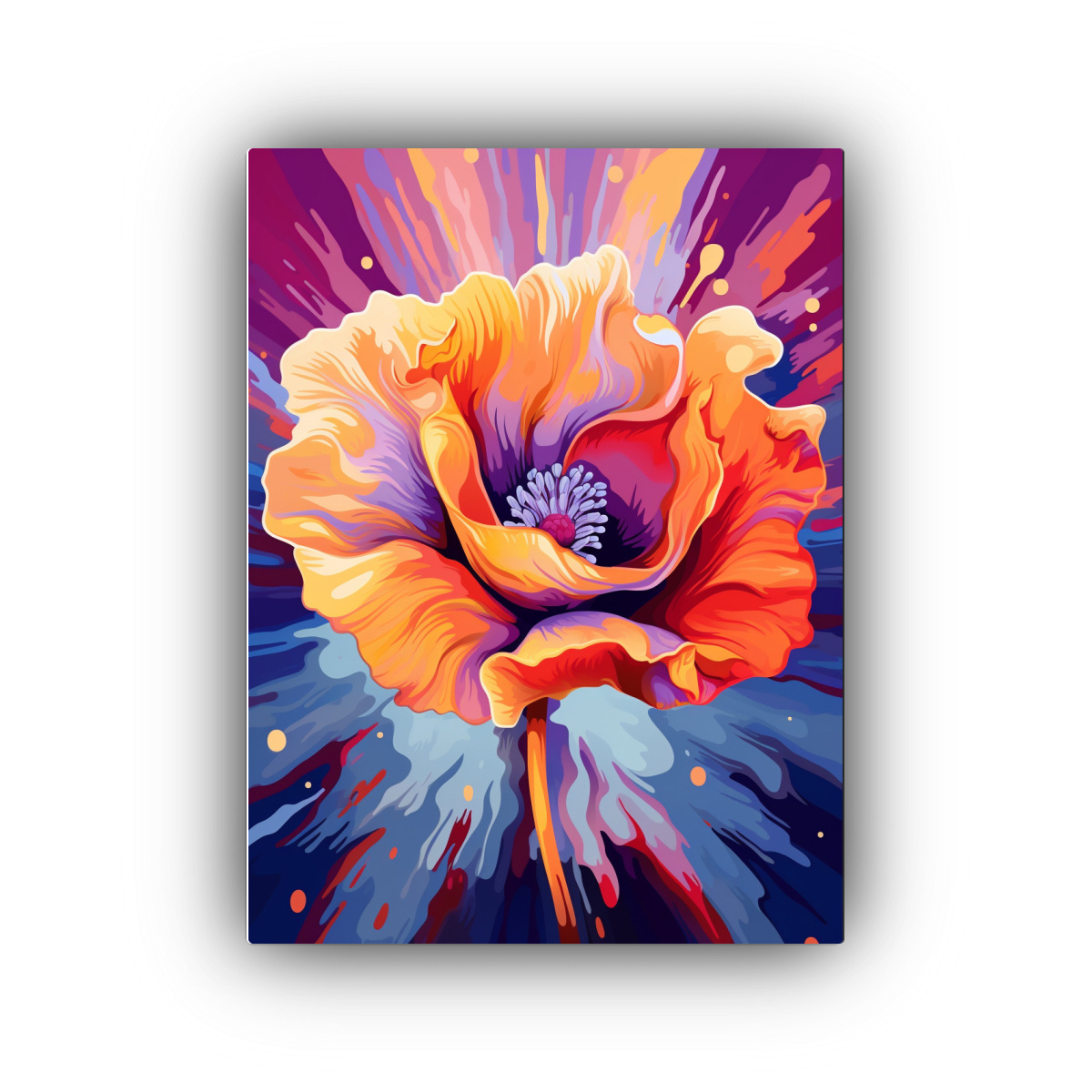 CUADRO MINIMALISTA LIENZO DE UNA AMAPOLA NARANJA 30X45 CM - 1