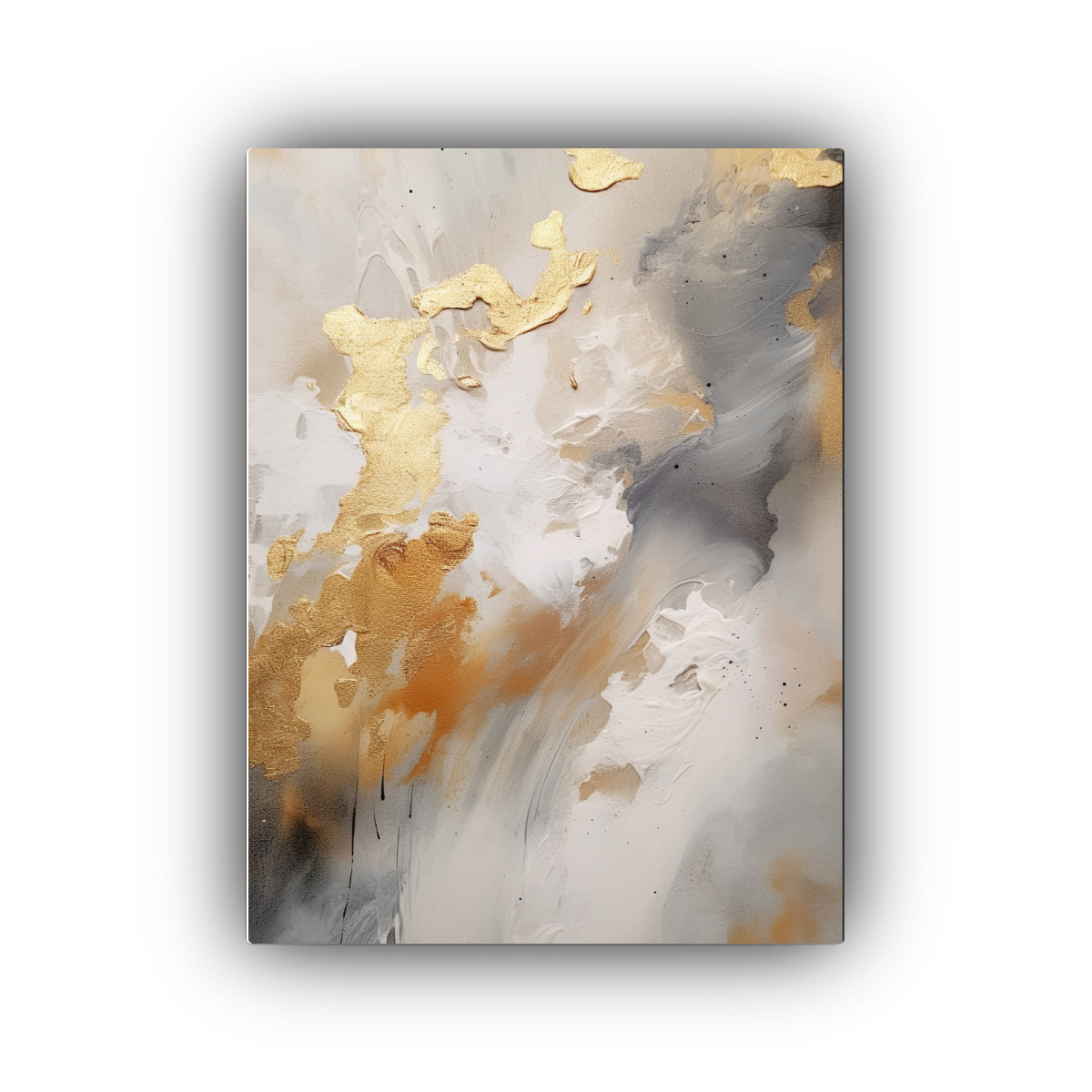 CUADRO ABSTRACTO LIENZO TELA BLANCO DORADO 80X120 CM - 1