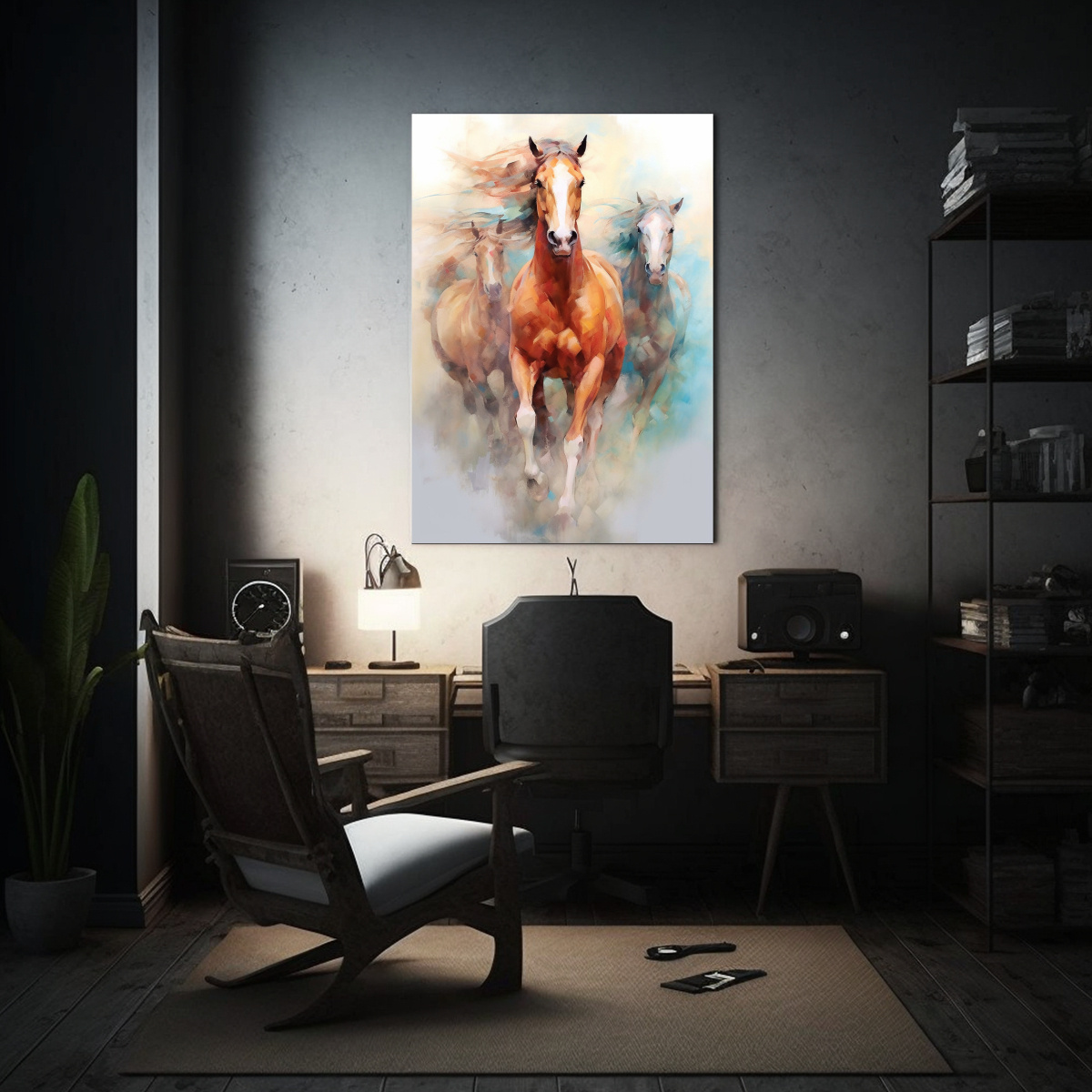 PINTURA ÓLEO IMPACTO VISUAL CABALLOS ESTILO 80X120 CM - 2