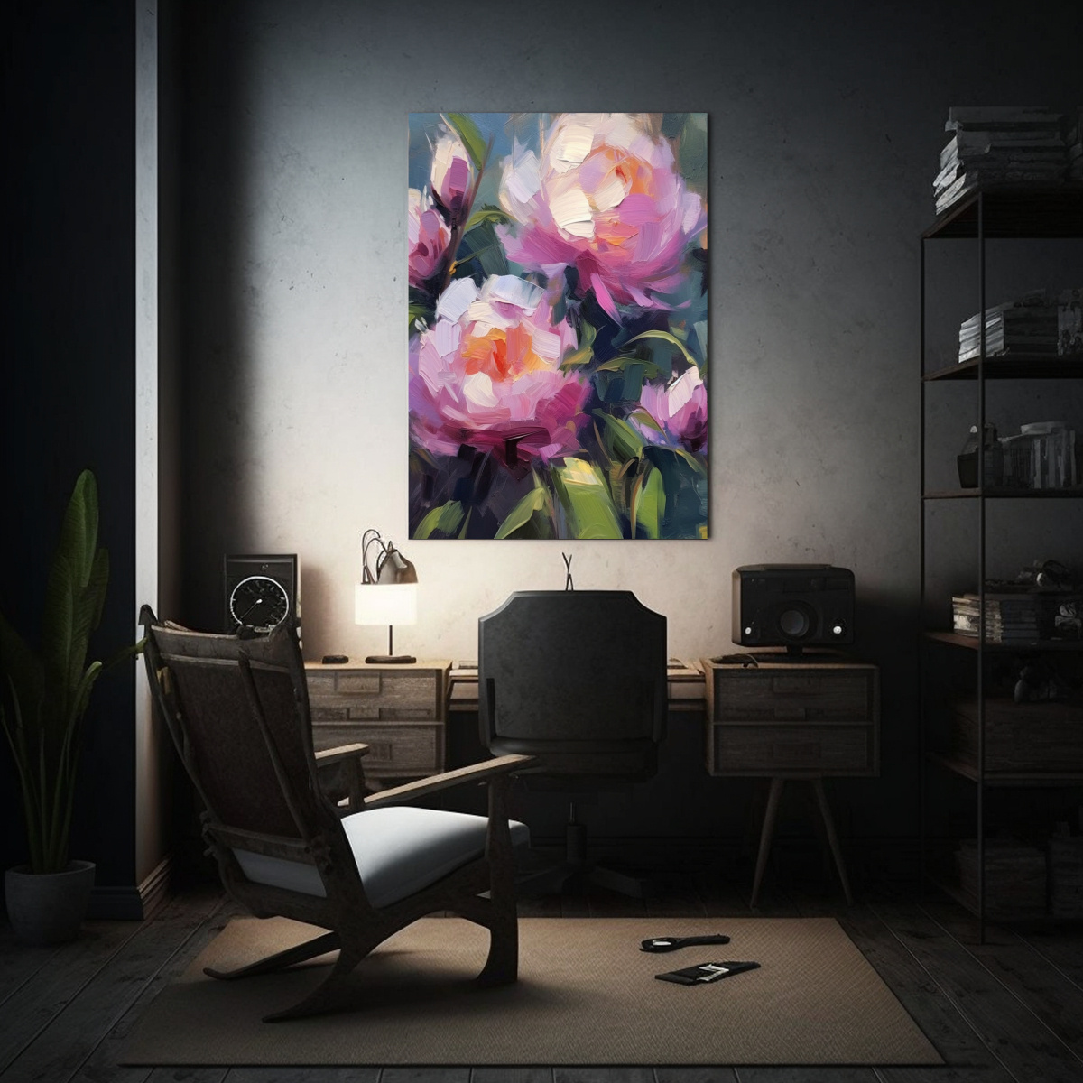 CUADRO DECORATIVO ESTILO GALERÍA PEONÍAS POR 50X65 CM - 2