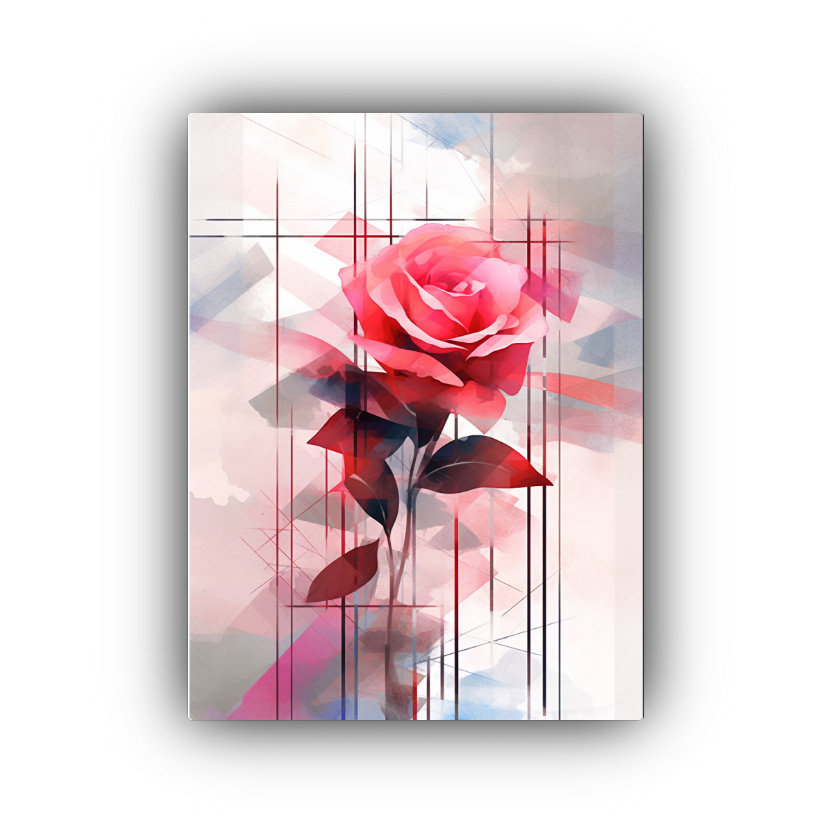 CUADRO ABSTRACTO SUPREMATISMO POP ART CON ROSAS 30X45 CM - 1