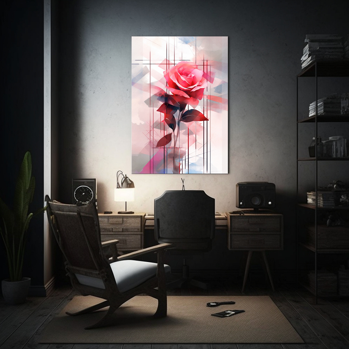 CUADRO ABSTRACTO SUPREMATISMO POP ART CON ROSAS 30X45 CM - 2