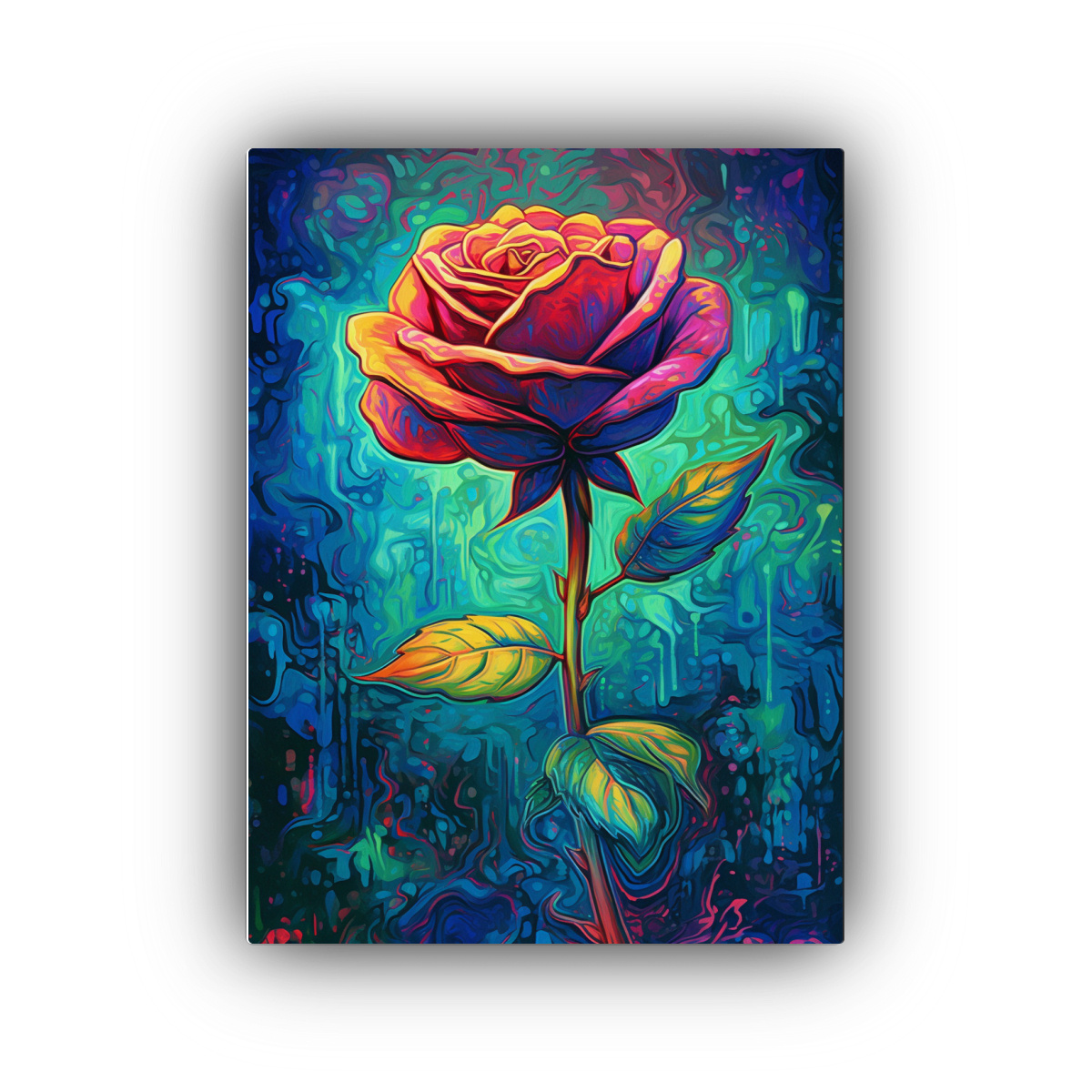 LIENZO DE TELA CREATIVA CON UNA ROSA ABSTRACTA EN 50X65 CM - 1