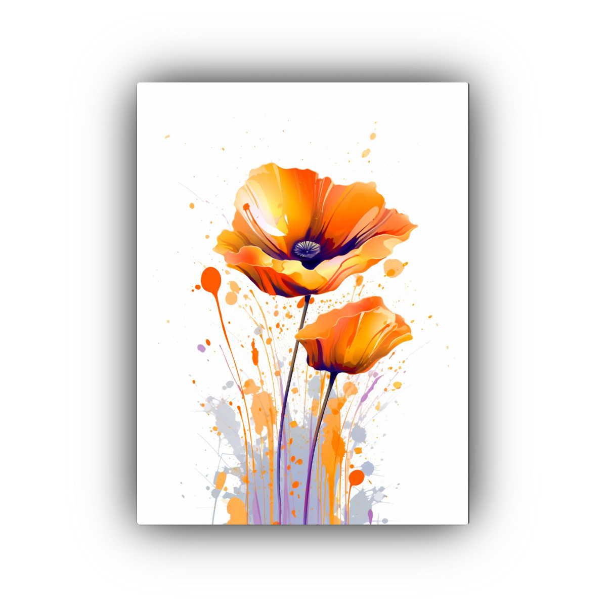 PINTURA DECORATIVA ELEGANTE DE LIENZO CON AMAPOLA 30X40 CM - 1
