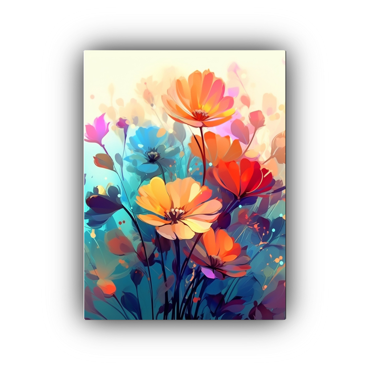 PINTURA HERMOSA DE FLORES COLORIDAS CON 60X90 CM - 1