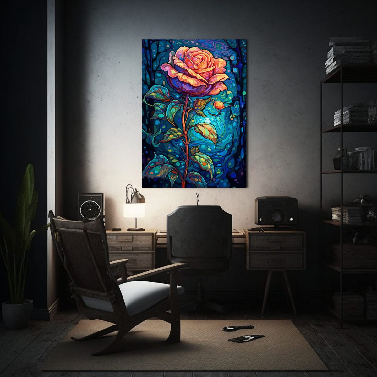 EXPRESIÓN ADORNO ESTILO DA, ROSA ABSTRACTA EN 30X45 CM - 2