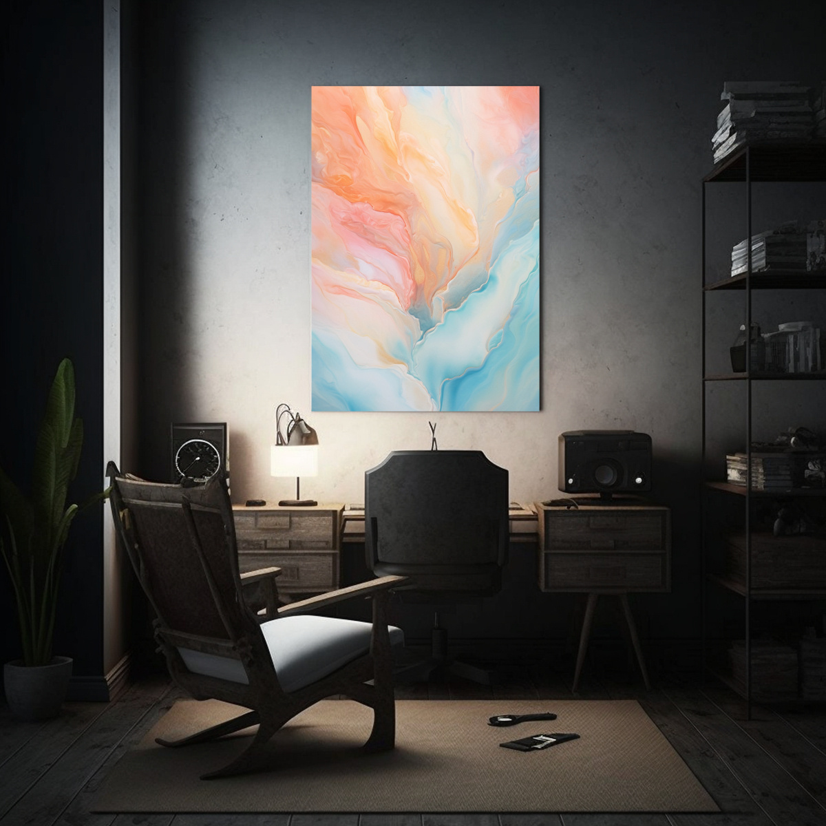 CUADRO ABSTRACTO CON COLORES PASTEL SUAVES Y 50X65 CM - 2