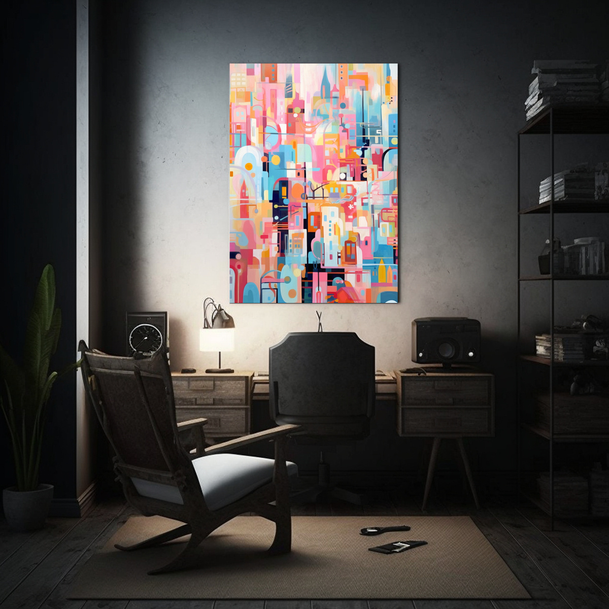 PINTURA ABSTRACTA PROTAGONISMO DE COLORES 50X75 CM - 2
