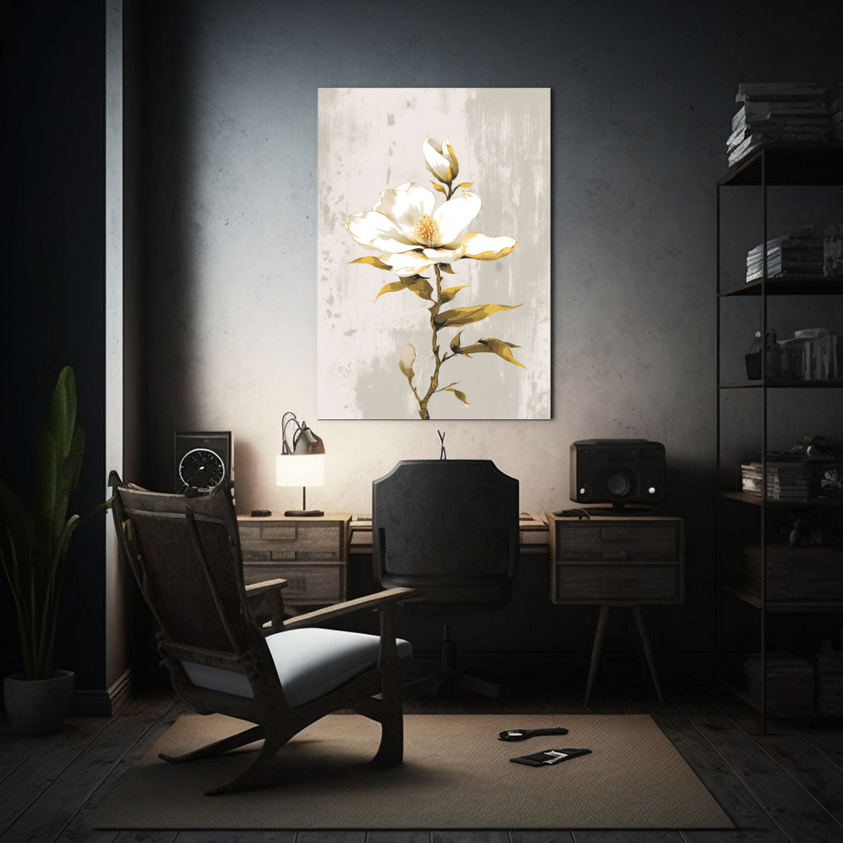 PINTURA CUADRO DE INTERIORES MAGNOLIA FLOR 80X120 CM - 2