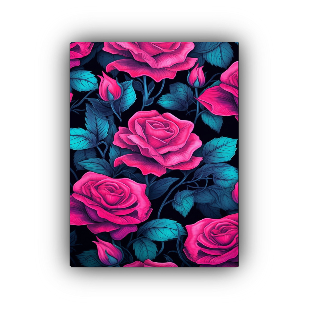 CUADRO DECORATIVO DE PATRÓN DE ROSAS ROSADAS 30X40 CM - 1