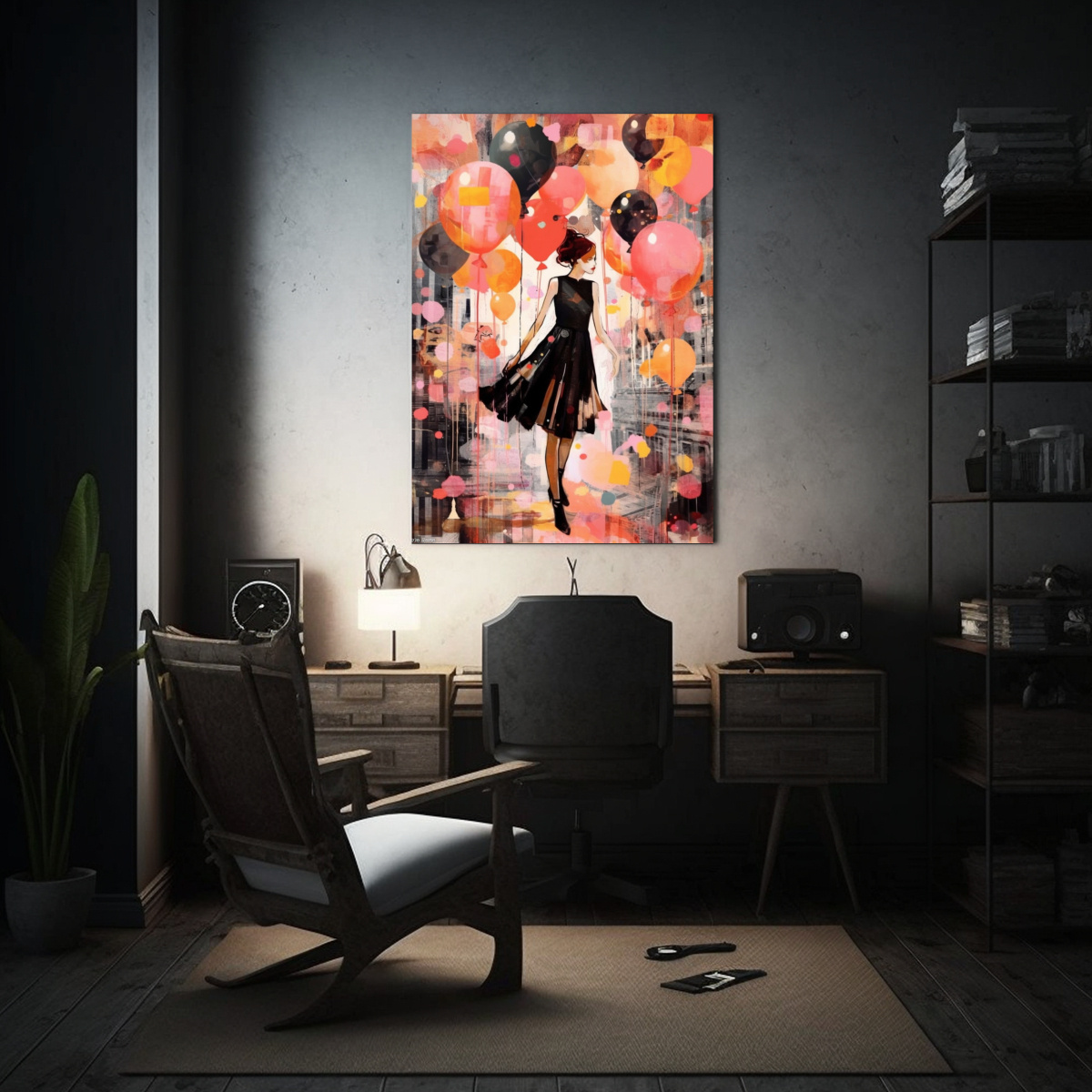 PINTURA MODERNA DE STREET ART CON DAMA DE LA MODA 50X65 CM - 2