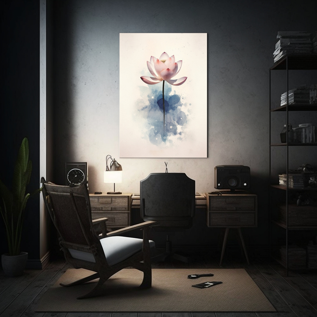 CUADRO CONCEPTUAL LIVING ABSTRACT ACUARELA LONA 80X120 CM - 2