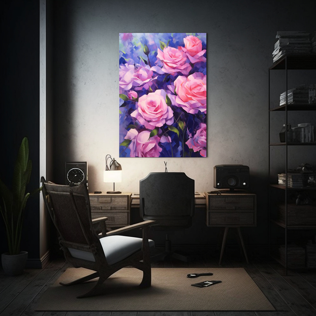 LIENZO FORMA ARMONÍA DE COLORES PINTURA ROSAS 60X90 CM - 2