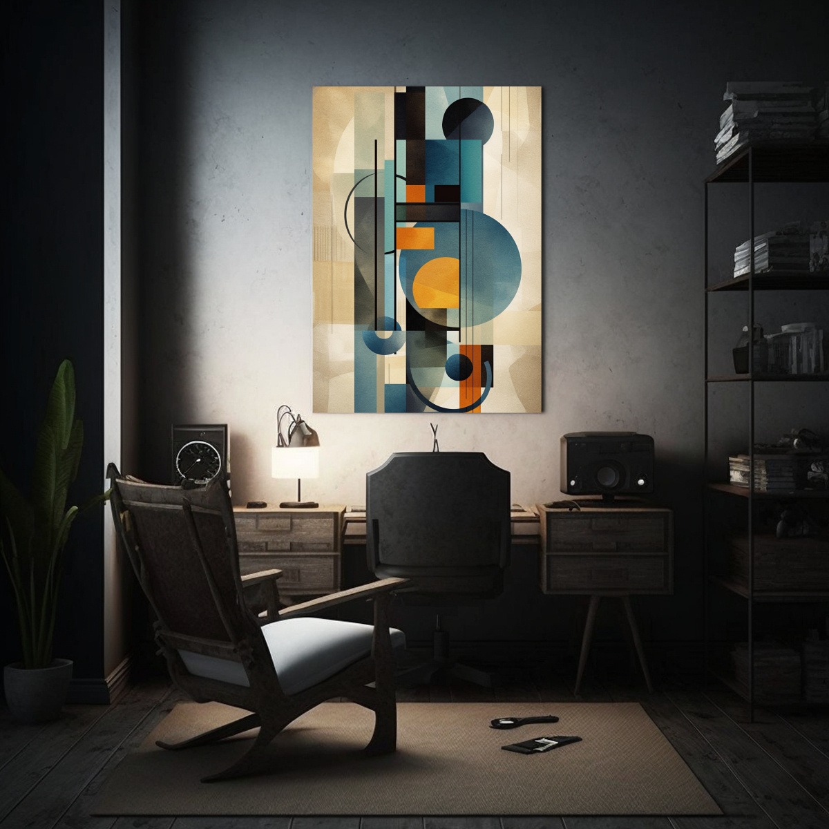 CUADRO CONCEPTUAL PODER EN TONOS AZUL GRISÁCEO Y 80X120 CM - 2