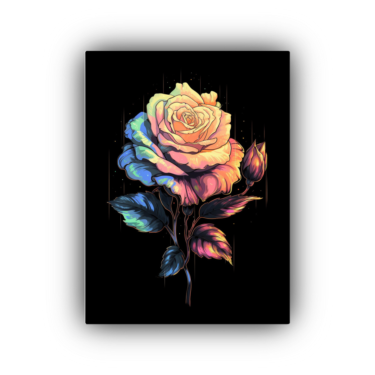 ARTE TEMA TEMÁTICA ROSA NEGRA ARTE PIXELADO 40X50 CM - 1